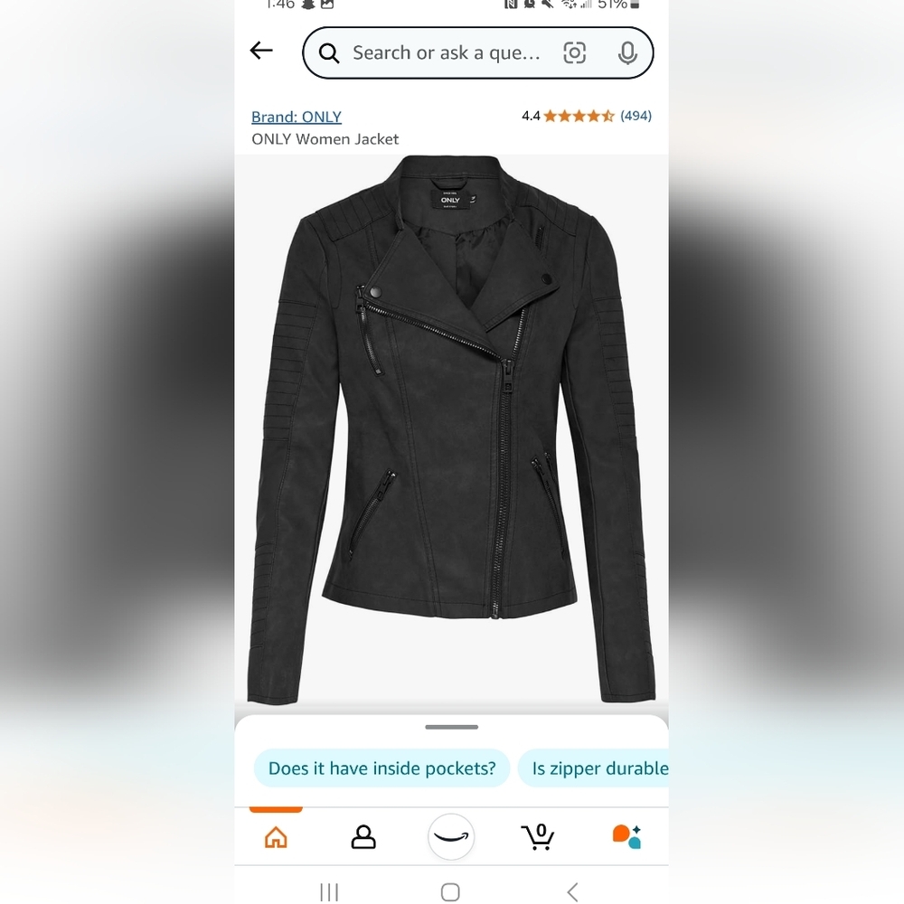 ONLY Women's Black Jacket Size 42‎ NWOT
